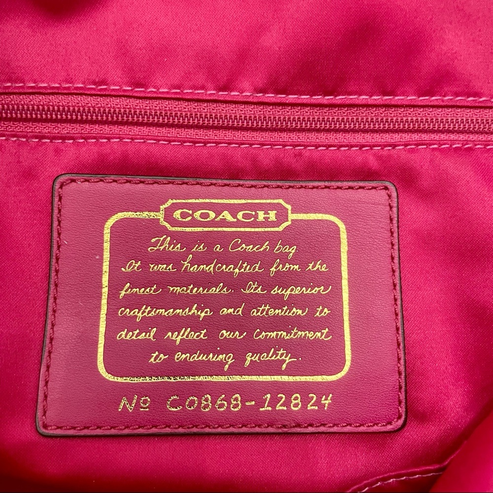 PURSE AND WALLET: COACH 2-Way Signature Khaki & Pink File Bag & Keychain Wallet - Picture 5 of 11